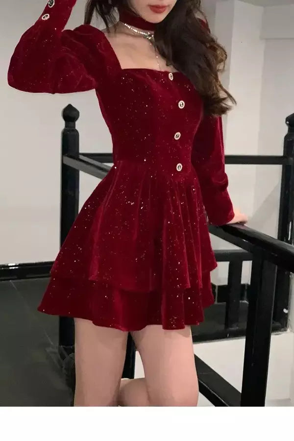 Deana Velvet Elbise