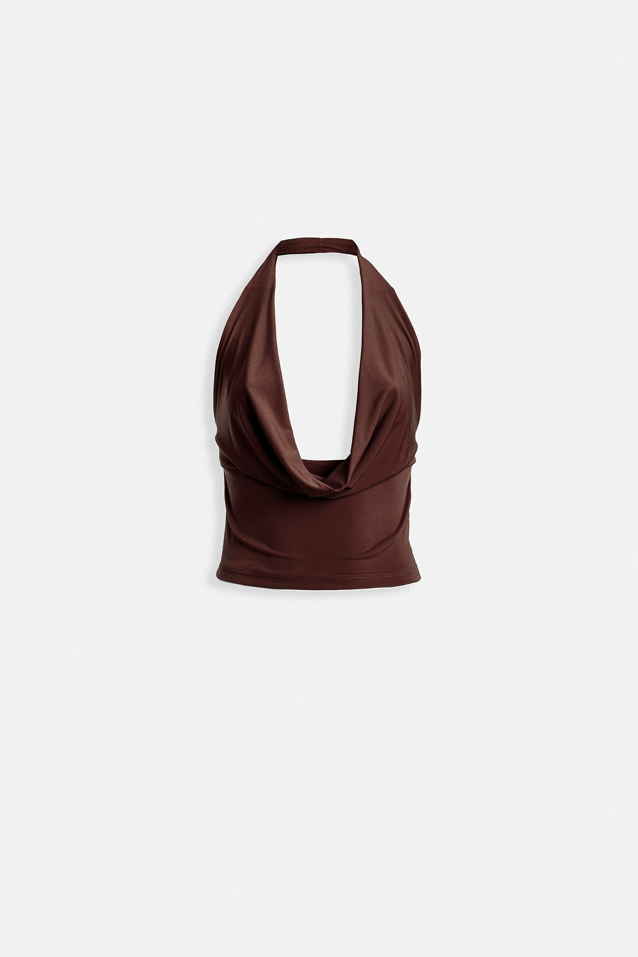 Degaje Yaka Crop Kahverengi Bluz