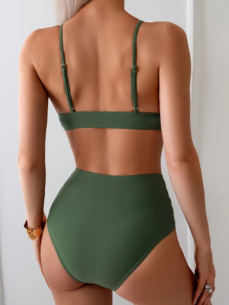 Forest Grace High-Waist Bikini Set