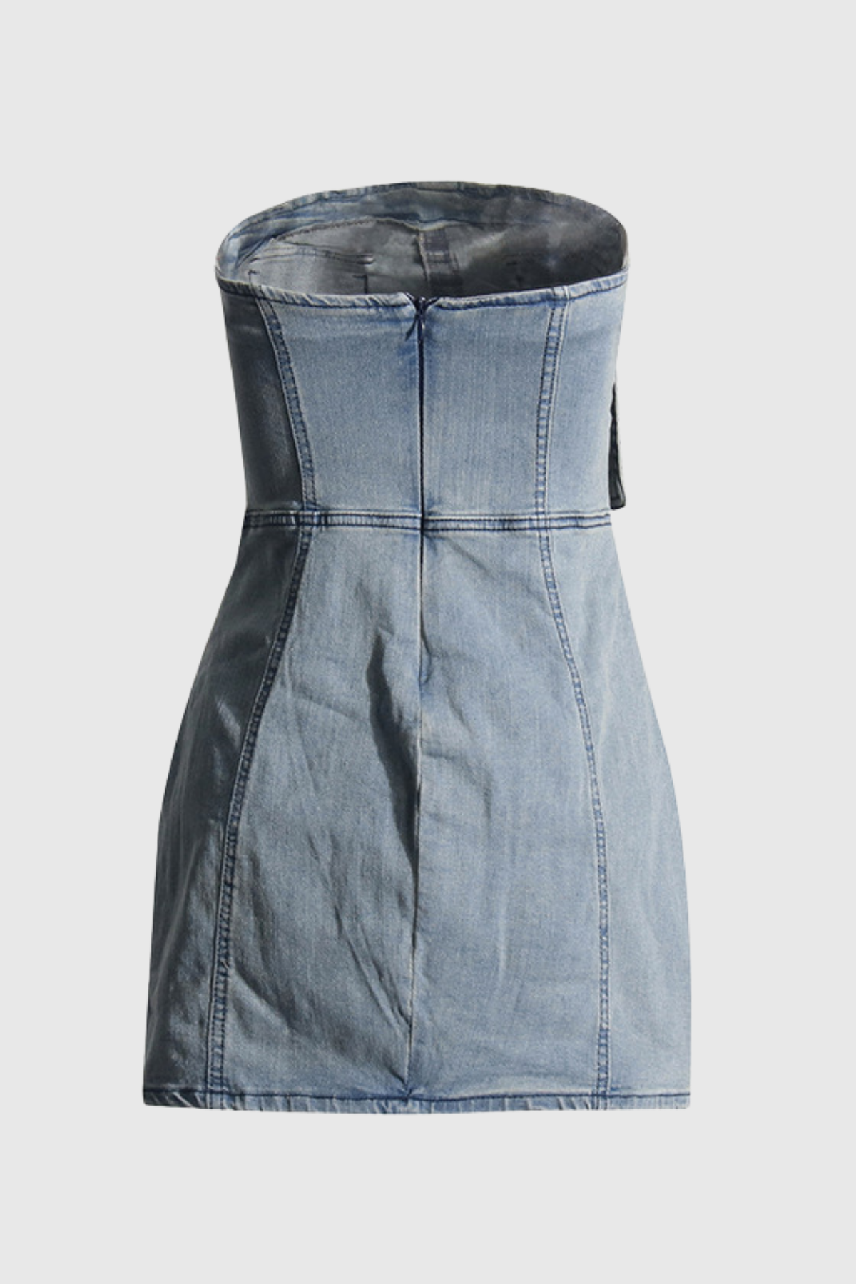 Kate Çiçek Fırfırlı Denim Mini Elbise