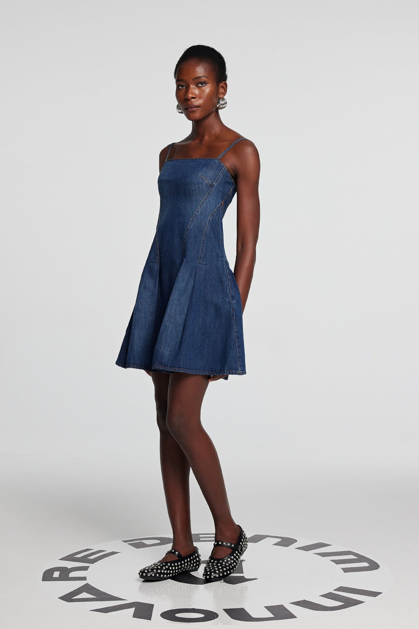 Shay Spagetti Mini Denim Elbise