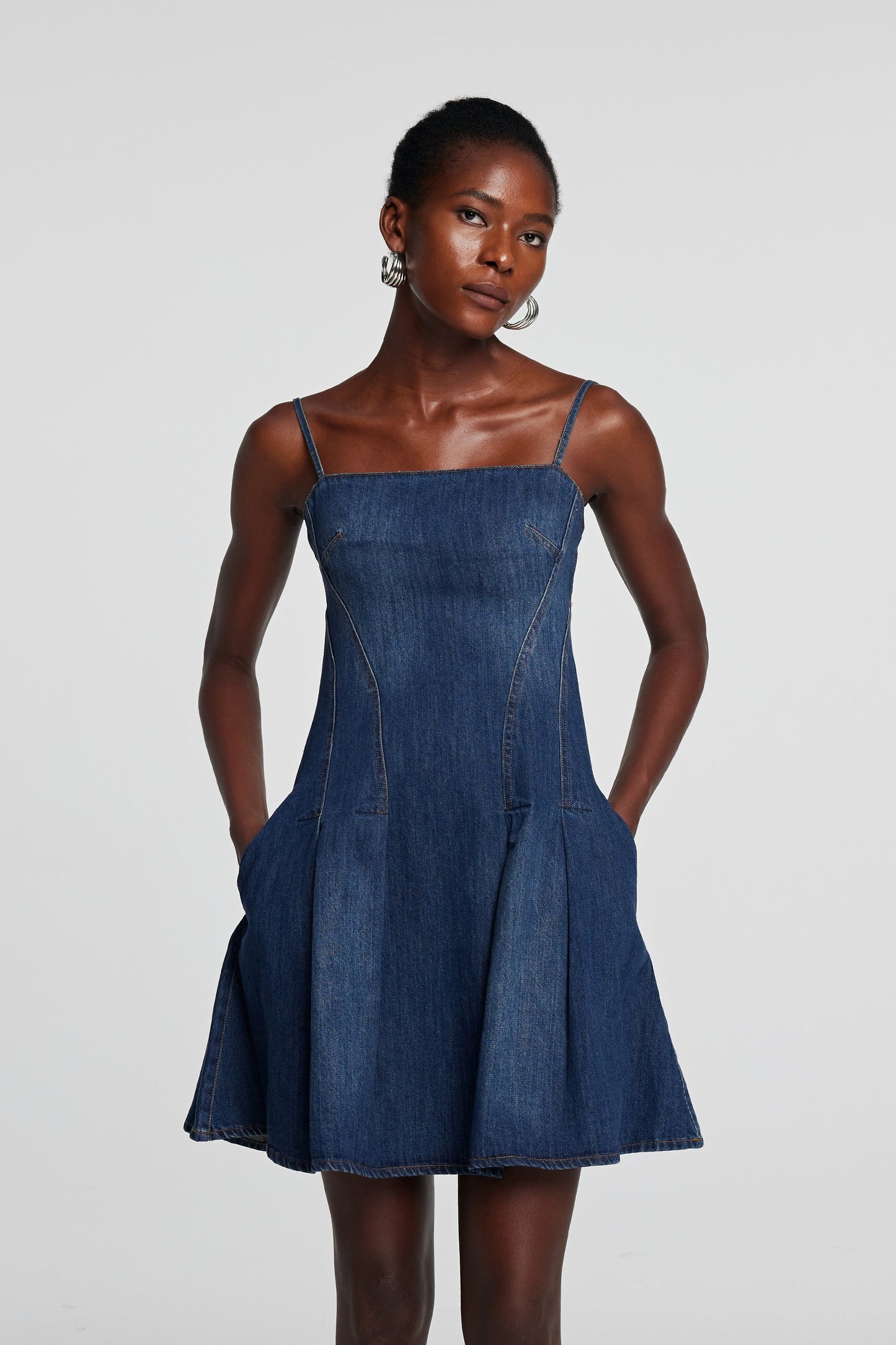 Shay Spagetti Mini Denim Elbise