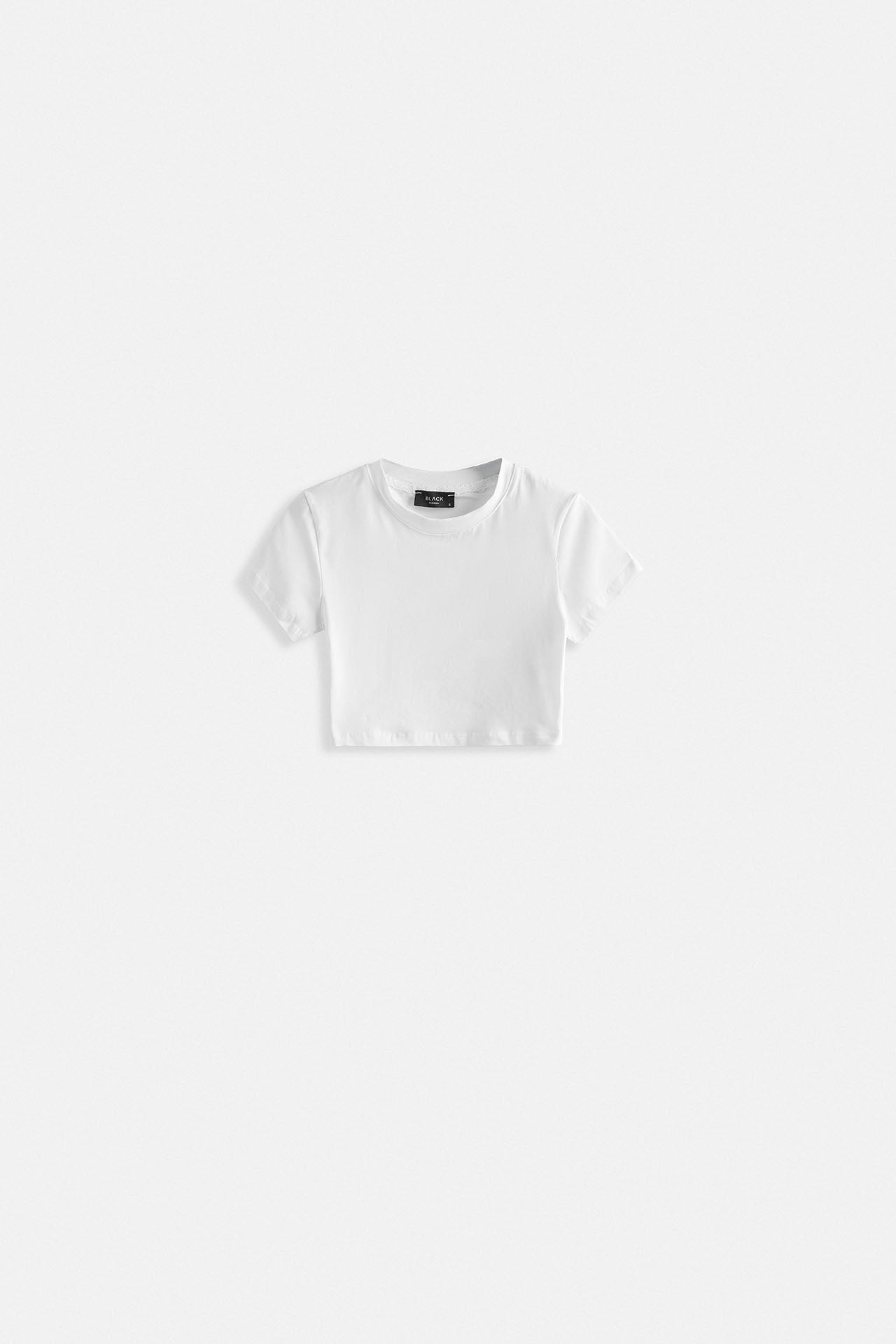 Likralı Basic Crop Beyaz T-Shirt