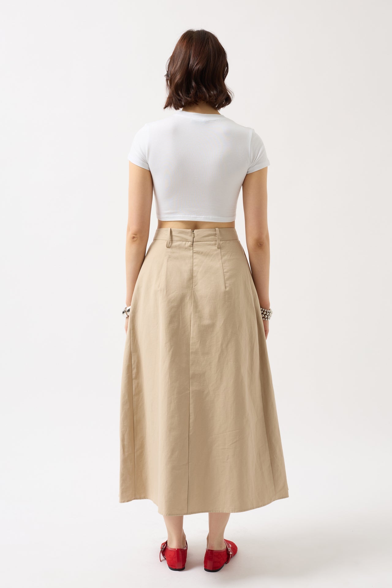 Likralı Basic Crop Beyaz T-Shirt