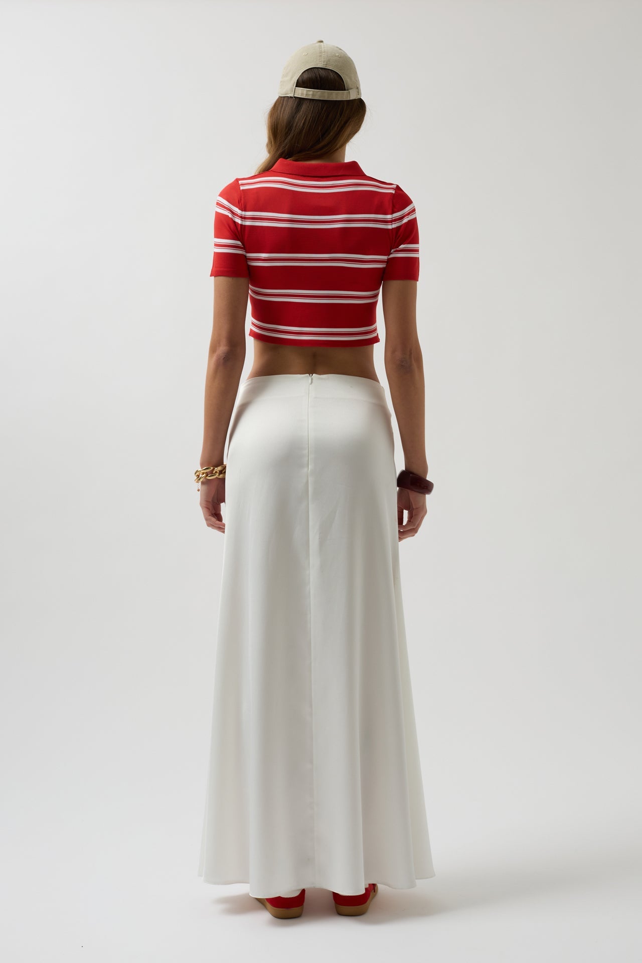 Polo Yaka Crop Kırmızı T-Shirt