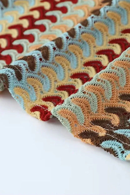 Boho Rainbow Crochet Maxi Elbise