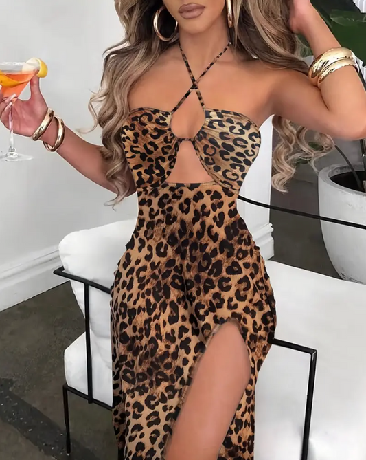 Alyssa | Leopar Midi Elbise