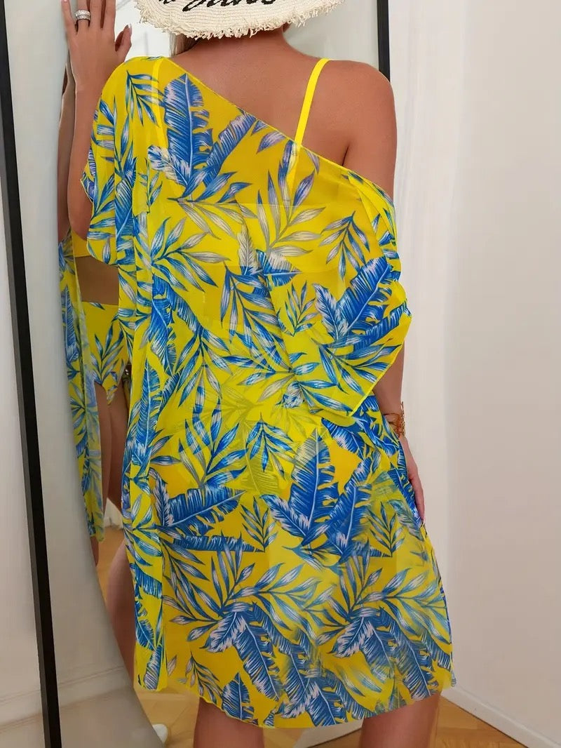 Tropik Işık 3’lü Bikini & Pareo Takım