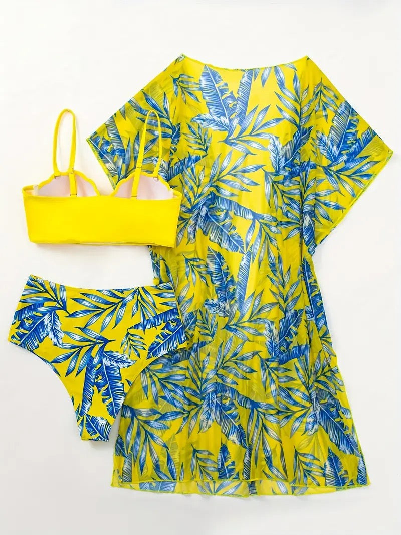 Tropik Işık 3’lü Bikini & Pareo Takım