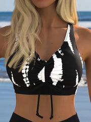 Monokrom Desenli Yüksek Bel Bikini Takımı