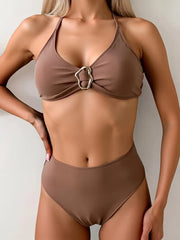 Bronz Zarafet Yüksek Bel Bikini Takımı