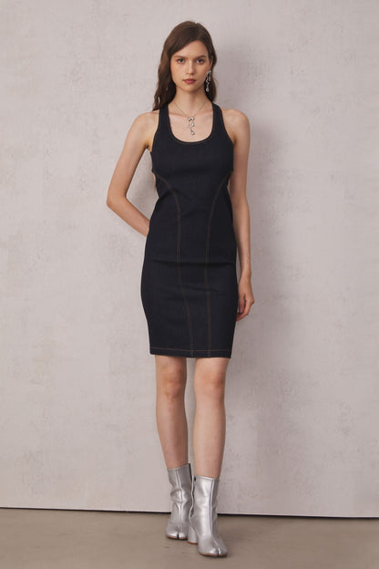 Milena Sırtı Açık Bodycon Çapraz Midi Elbise