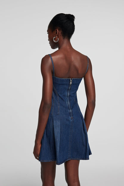 Shay Spagetti Mini Denim Elbise