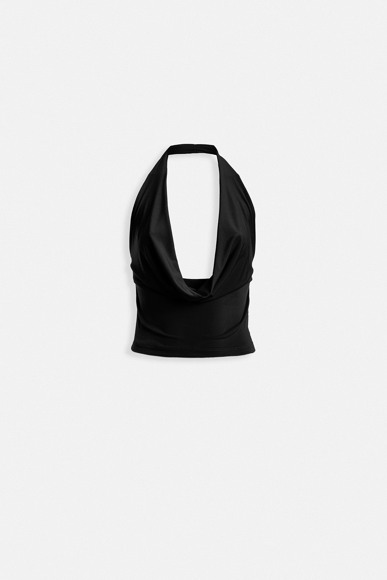 Degaje Yaka Crop Siyah Bluz